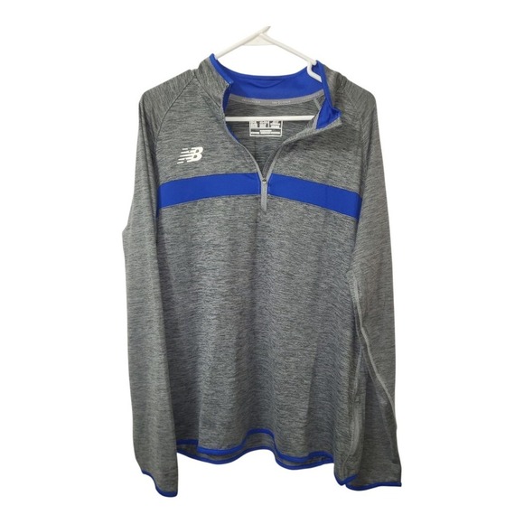 New Balance Women Athletics Half Zip Fitted Light Jacket 2X Gray/royal Blue - Picture 1 of 7